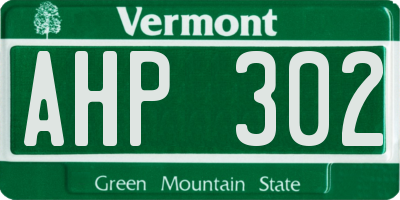 VT license plate AHP302