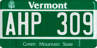 VT license plate AHP309