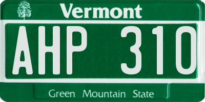 VT license plate AHP310