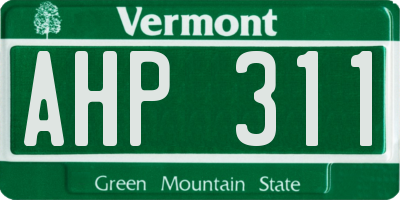 VT license plate AHP311