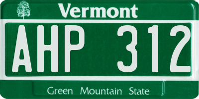 VT license plate AHP312