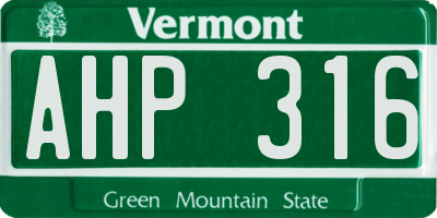 VT license plate AHP316