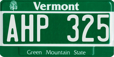 VT license plate AHP325