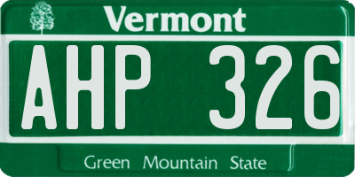 VT license plate AHP326
