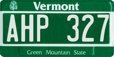 VT license plate AHP327