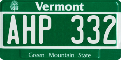 VT license plate AHP332