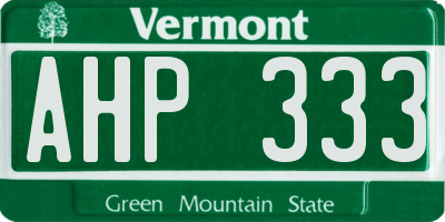 VT license plate AHP333