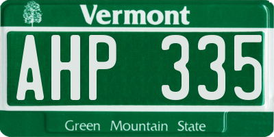 VT license plate AHP335