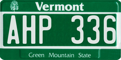 VT license plate AHP336