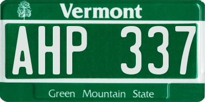 VT license plate AHP337