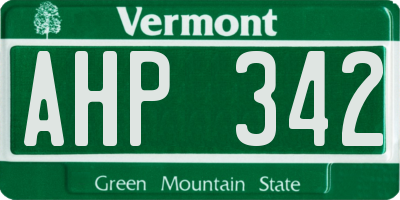 VT license plate AHP342