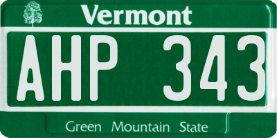 VT license plate AHP343