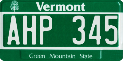 VT license plate AHP345