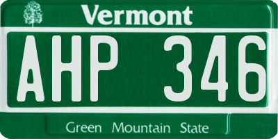 VT license plate AHP346