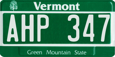 VT license plate AHP347