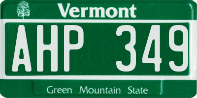 VT license plate AHP349