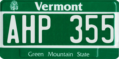 VT license plate AHP355