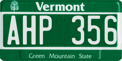 VT license plate AHP356
