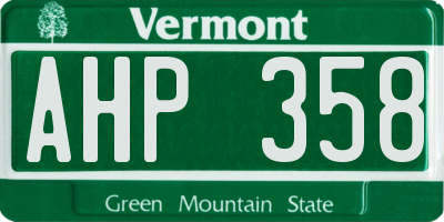 VT license plate AHP358