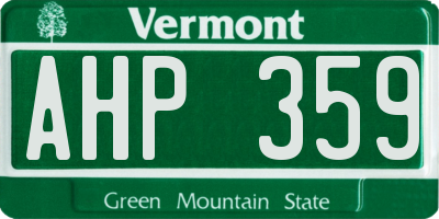 VT license plate AHP359