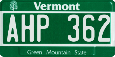 VT license plate AHP362