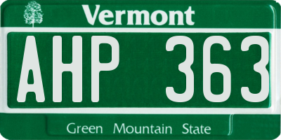 VT license plate AHP363
