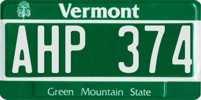 VT license plate AHP374