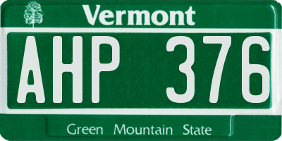 VT license plate AHP376