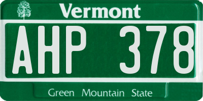 VT license plate AHP378