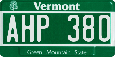 VT license plate AHP380