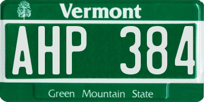 VT license plate AHP384