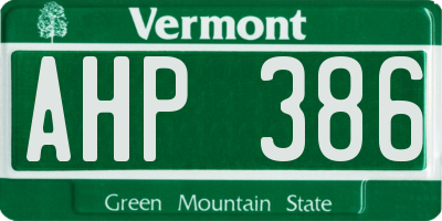 VT license plate AHP386