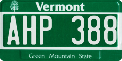 VT license plate AHP388