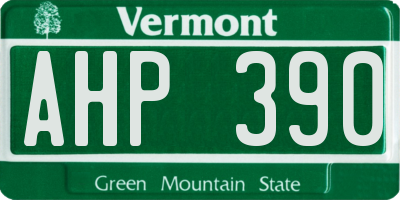 VT license plate AHP390
