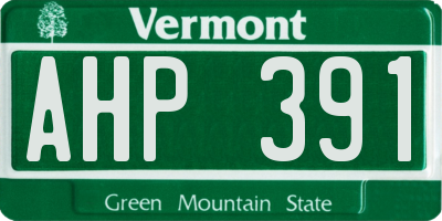 VT license plate AHP391