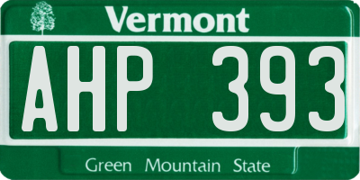 VT license plate AHP393