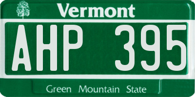 VT license plate AHP395