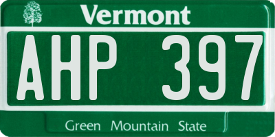 VT license plate AHP397