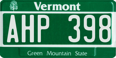 VT license plate AHP398