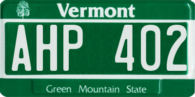 VT license plate AHP402