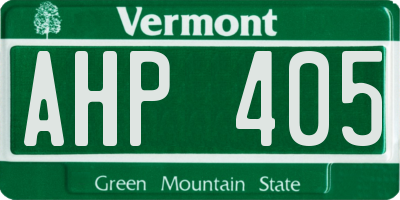 VT license plate AHP405