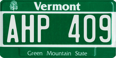 VT license plate AHP409