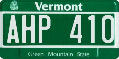 VT license plate AHP410