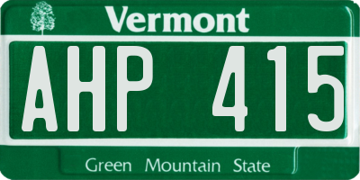 VT license plate AHP415