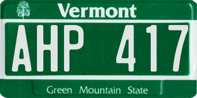 VT license plate AHP417