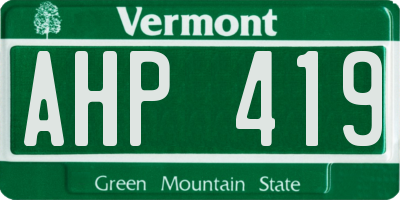 VT license plate AHP419