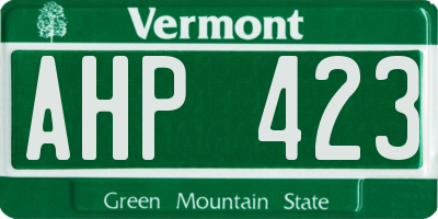 VT license plate AHP423