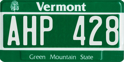 VT license plate AHP428
