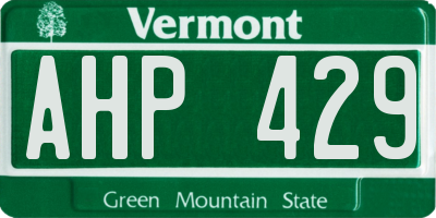 VT license plate AHP429