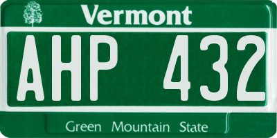 VT license plate AHP432
